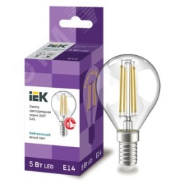 Лампа IEK LED5 5W E14 4000K шар матовый