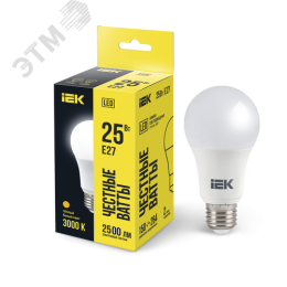 Лампа IEK LED25 Е27 25W A80 3000K 220V