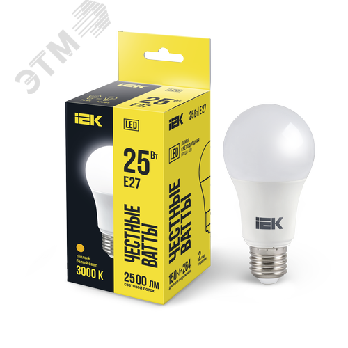 Лампа IEK LED25 Е27 25W A80 3000K 220V