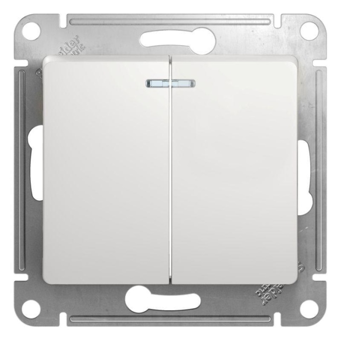 Выключатель GLOSSA GSL000153 2кл с подсв., белый