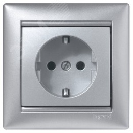 Legrand Valena 770120 Розетка 1ая с/з нем.стд. алюм.