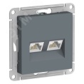Розетка AtlasDesign ATN000785 2*RG45, грифель, механизм