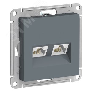 Розетка AtlasDesign ATN000785 2*RG45, грифель, механизм